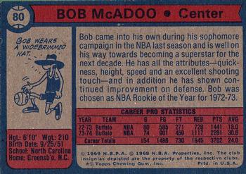 1974-75 Topps #80 Bob McAdoo Back