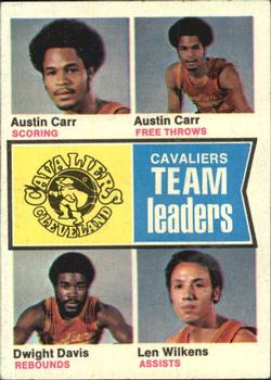 1974-75 Topps #85 Cleveland Cavaliers Team Leaders (Austin Carr / Dwight Davis / Len Wilkens) Front