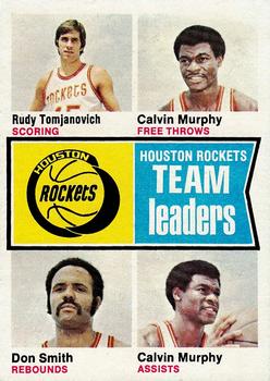 1974-75 Topps #88 Houston Rockets Team Leaders (Rudy Tomjanovich / Calvin Murphy / Don Smith) Front