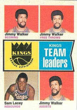 1974-75 Topps #89 KC-Omaha Kings Team Leaders (Jimmy Walker / Sam Lacey) Front