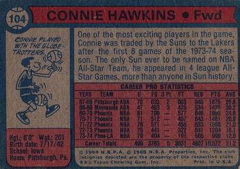 1974-75 Topps #104 Connie Hawkins Back