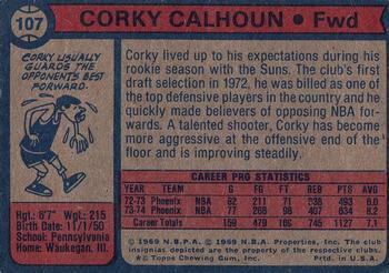 1974-75 Topps #107 Corky Calhoun Back