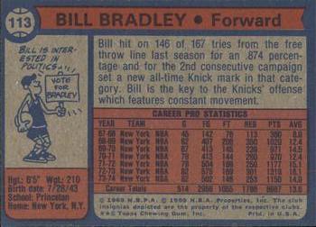 1974-75 Topps #113 Bill Bradley Back