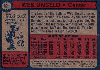 1974-75 Topps #121 Wes Unseld Back