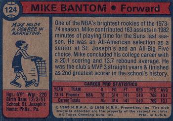 1974-75 Topps #124 Mike Bantom Back