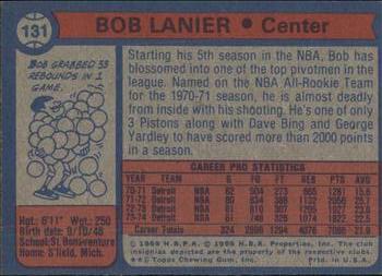 1974-75 Topps #131 Bob Lanier Back