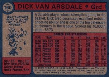 1974-75 Topps #160 Dick Van Arsdale Back