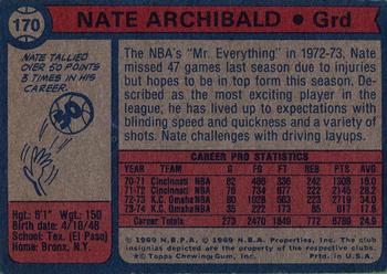 1974-75 Topps #170 Nate Archibald Back