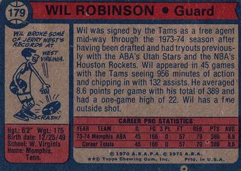 1974-75 Topps #179 Wil Robinson Back