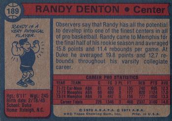  1974 Topps # 189 Randy Denton Memphis Sounds (Pros