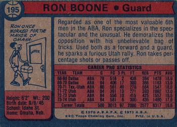 1974-75 Topps #195 Ron Boone Back