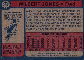 1974-75 Topps #237 Wilbert Jones Back