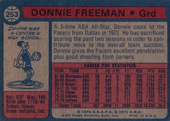 1974-75 Topps #253 Donnie Freeman Back