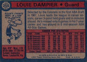 1974-75 Topps #255 Louie Dampier Back