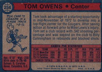1974-75 Topps #256 Tom Owens Back