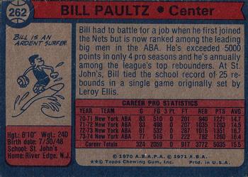 1974-75 Topps #262 Billy Paultz Back