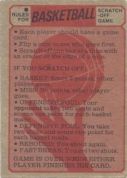 1974-75 Topps #NNO Rules For Scratch-Off Game Back