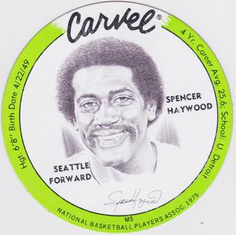 1975 Carvel Discs #NNO Spencer Haywood Front