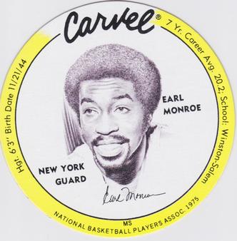 1975 Carvel Discs #NNO Earl Monroe Front