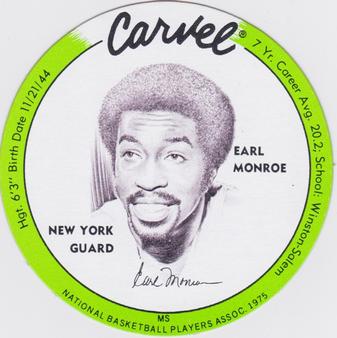 1975 Carvel Discs #NNO Earl Monroe Front