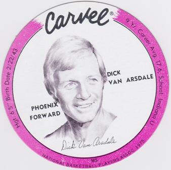 1975 Carvel Discs #NNO Dick Van Arsdale Front
