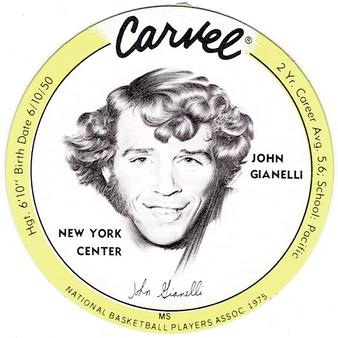 1975 Carvel Discs #NNO John Gianelli Front