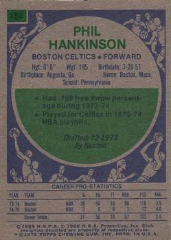 1975-76 Topps #153 Phil Hankinson Back
