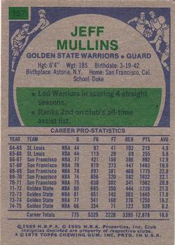 1975-76 Topps #157 Jeff Mullins Back