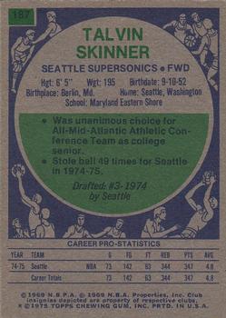 1975-76 Topps #187 Talvin Skinner Back