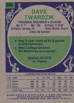 1975-76 Topps #246 Dave Twardzik Back