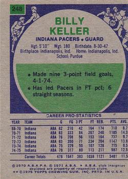 1975-76 Topps #248 Billy Keller Back