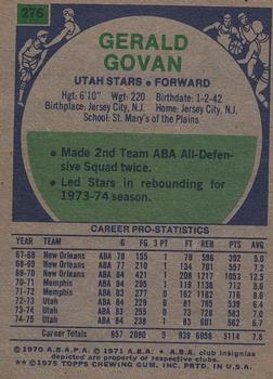 1975-76 Topps #276 Gerald Govan Back
