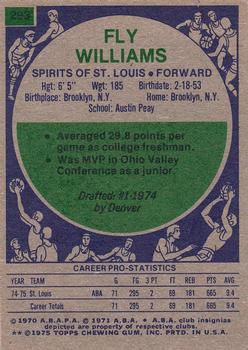 1975-76 Topps #293 Fly Williams Back