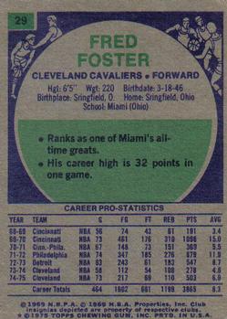 1975-76 Topps #29 Fred Foster Back