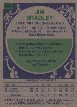 1975-76 Topps #304 Jim Bradley Back