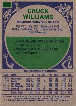 1975-76 Topps #315 Chuck Williams Back