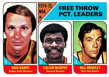 1975-76 Topps #3 NBA Free Throw Pct. Leaders (Rick Barry / Bill Bradley / Calvin Murphy) Front