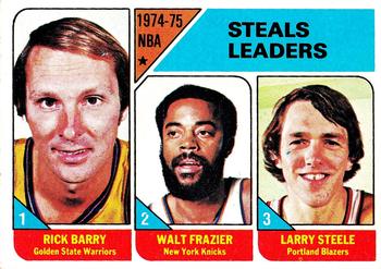 1975-76 Topps #6 NBA Steals Leaders (Rick Barry, Walt Frazier, Larry Steele) Front