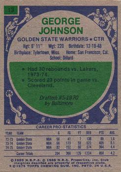 1975-76 Topps #13 George Johnson Back