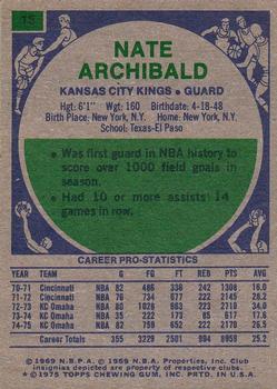 1975-76 Topps #15 Nate Archibald Back
