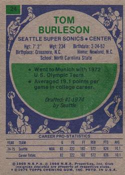 1975-76 Topps #24 Tom Burleson Back