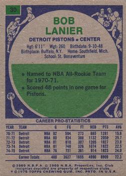 1975-76 Topps #30 Bob Lanier Back