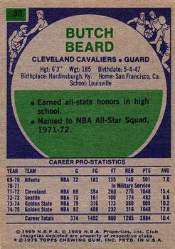 1975-76 Topps #33 Butch Beard Back