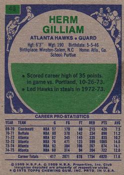 1975-76 Topps #43 Herm Gilliam Back