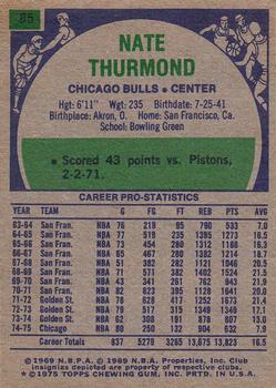 1975-76 Topps #85 Nate Thurmond Back