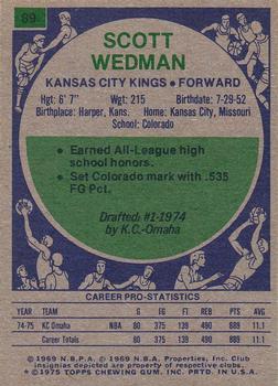 1975-76 Topps #89 Scott Wedman Back