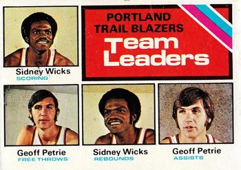 1975-76 Topps #131 Portland Trail Blazers Team Leaders (Sidney Wicks / Geoff Petrie) Front