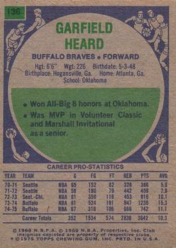 1975-76 Topps #136 Garfield Heard Back