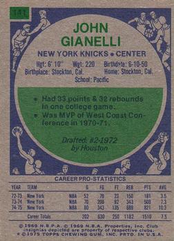 1975-76 Topps #141 John Gianelli Back