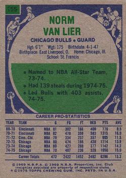 1975-76 Topps #155 Norm Van Lier Back